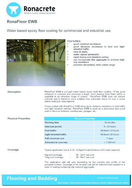 RonaFloor EWB Technical Data Sheet