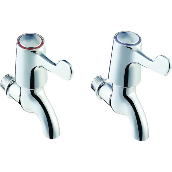 Twyford Sola Set Of Washbasin Taps, Wall-Mounted, Single-Lever Mixer, Lever Actuation