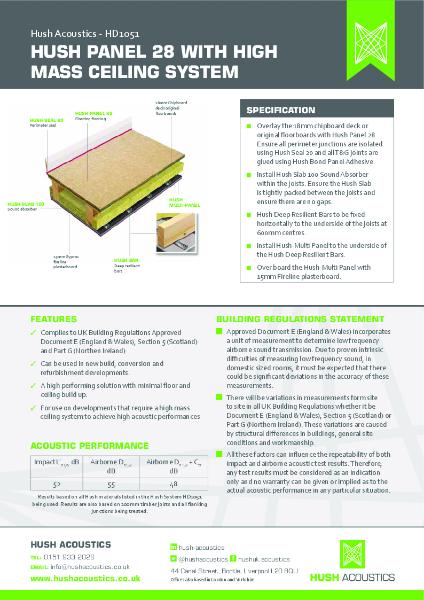 HD1051: Hush Panel 28 with High Mass Ceiling System