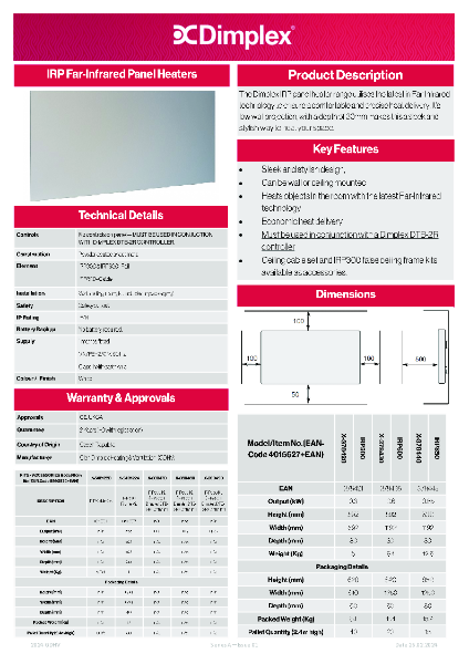 IRP Spec Sheet - Issue 1