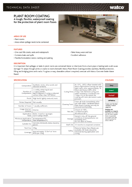 Data Sheet: Plant Room Coating