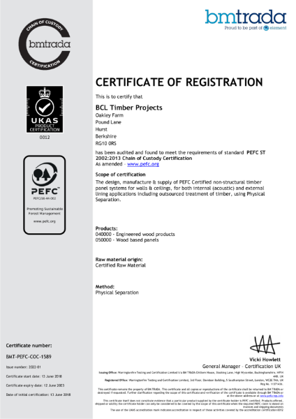PEFC Chain - of - Custody Certification (BMT-PEFC-COC-1589)