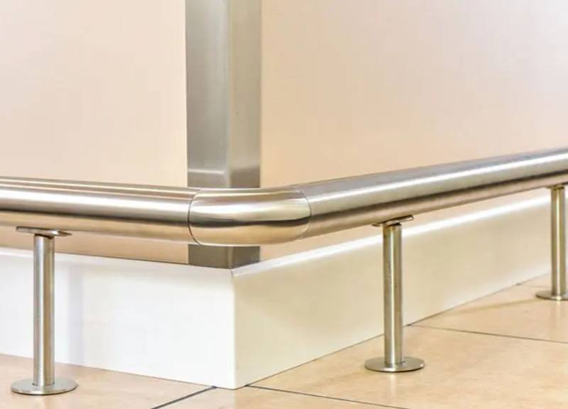 Footrails - Floor Mounted Stainless Steel - Lower Wall Protection