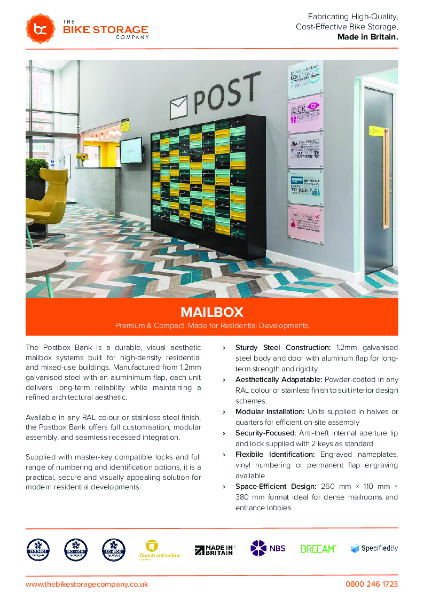 Mailbox Specification Sheet