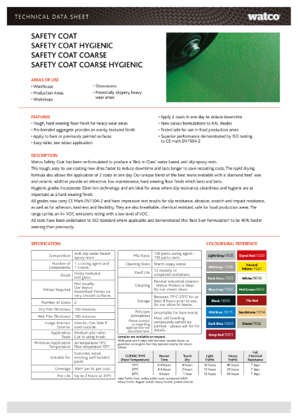 Data Sheet: Watco Safety Coat