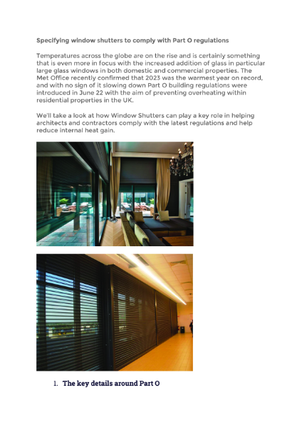 Specifying Window Shutters to Comply With Part O