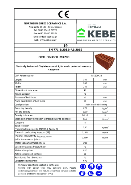 MK200 Declaration of Performance