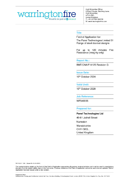 Premium Riser Door Fire Certificate 