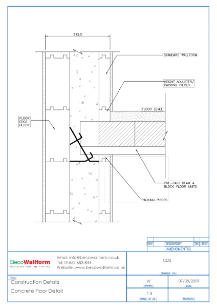 BecoWallform Concrete Floor Junction Detail