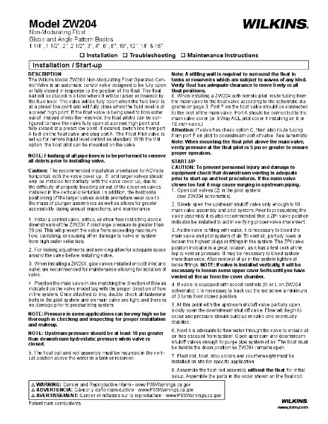 Installation Instructions - ZW204