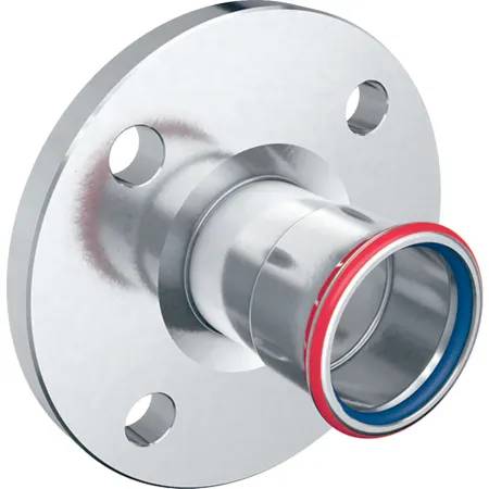 Geberit Mapress Carbon Steel Flange PN 10/16, With Pressing Socket (FKM, Blue)