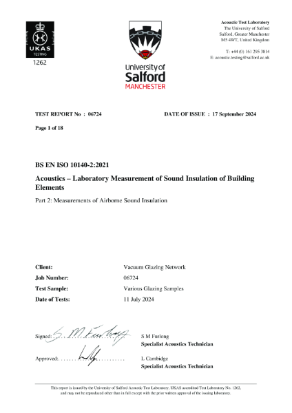 BS EN ISO 10140-2:2021
Acoustics – Laboratory Measurement of Sound Insulation of Building Elements
Part 2: Measurements of Airborne Sound Insulation
