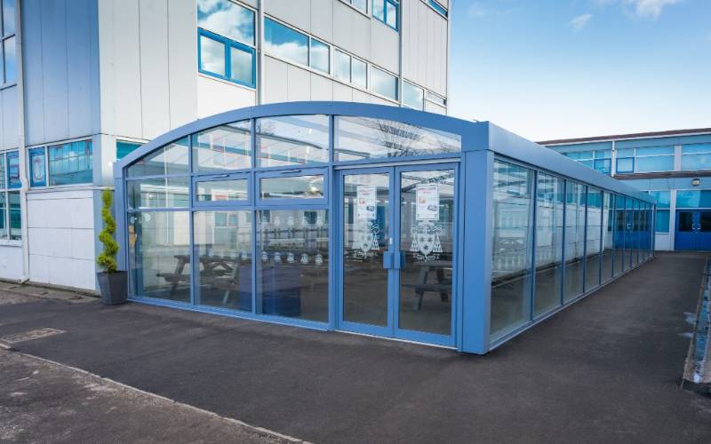 St Wilfrid’s Catholic High School, Pontefract add Enclosed Outdoor Dining Area with Heat and Light