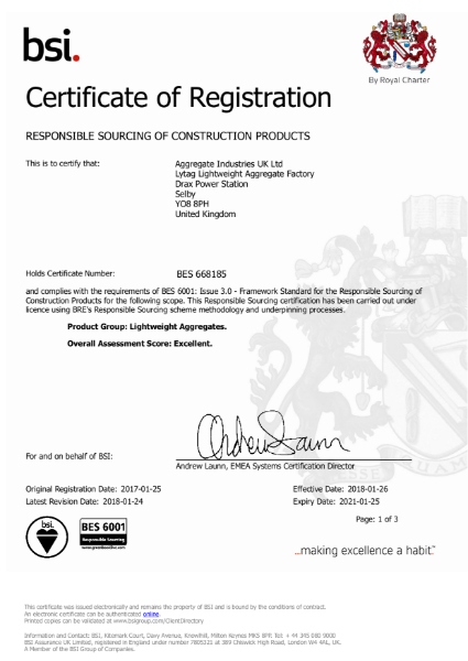 BSI Certification of Registration