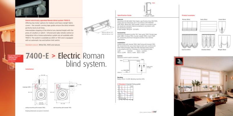 G-Rail electric Roman blind system