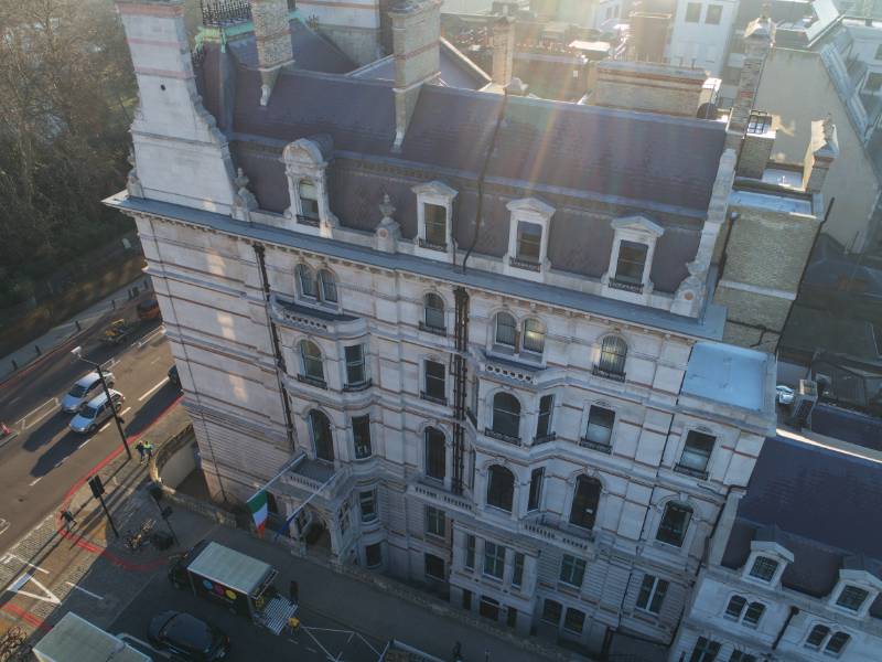 Two types of Welsh Slate feature on the new roof of London’s Irish Embassy