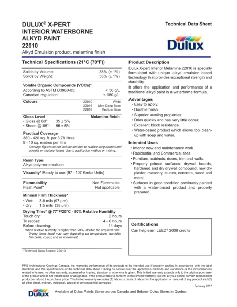 Dulux® X-Pert Interior Waterborne Alkyd Paint 22010