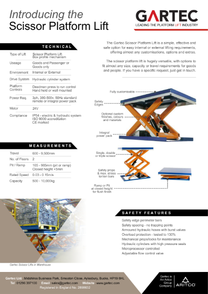 Gartec Scissor Platform Lift