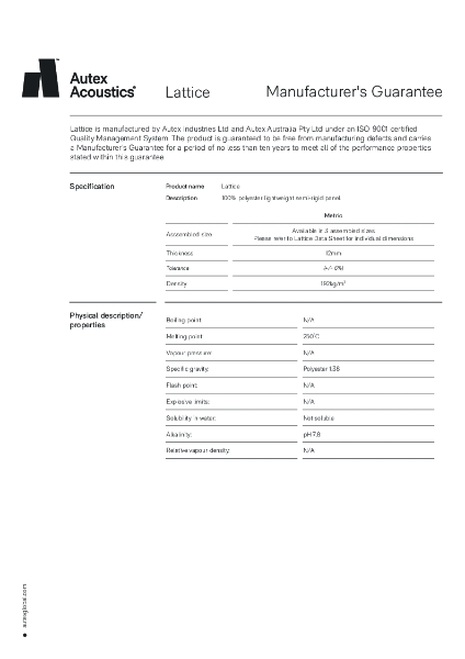 Lattice Manufacturers Guarantee