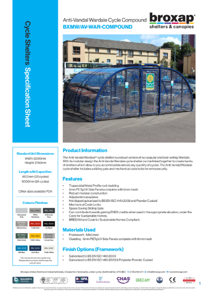 Anti-Vandal Wardale Specification Sheet