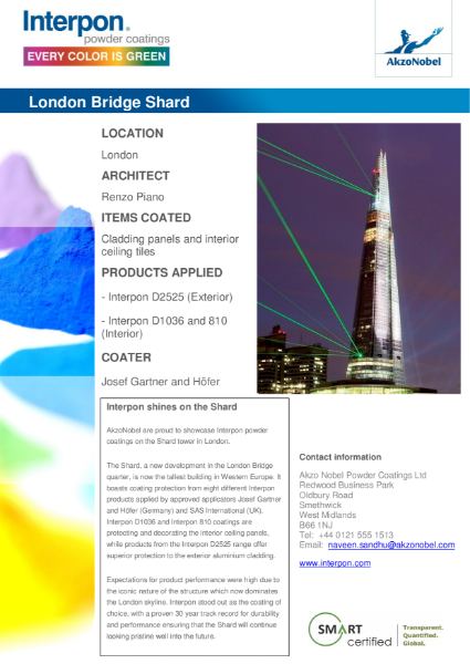 Lighting Up The Shard: Interpon D2525 Superdurable Polyester Powder Coating