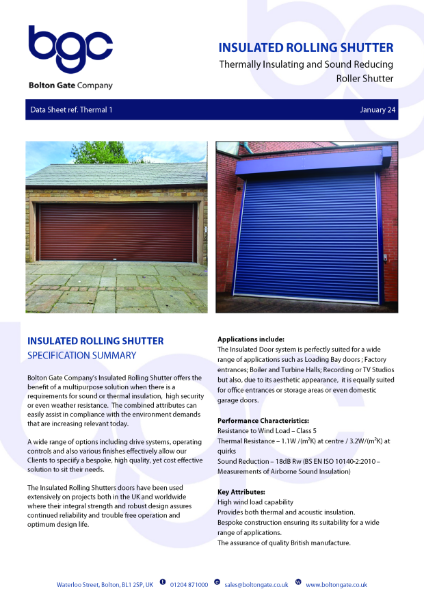 Insulated Roller Shutter - Thermally Insulating and Sound Reducing Roller Shutter