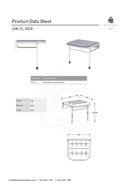 i.Care shower seat with leg Grey