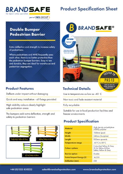 Pedestrian Barrier (Double Bumper) - Brandsafe Spec Sheet