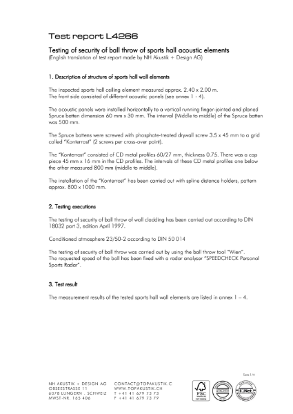 Sports Hall Testing Report L