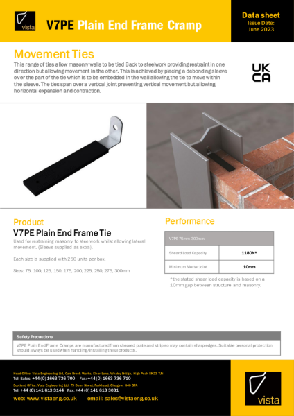 V7PE Frame Cramp with Drip Data Sheet