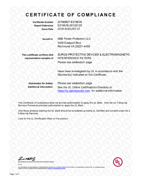 ST080 UL1449 Certificate 