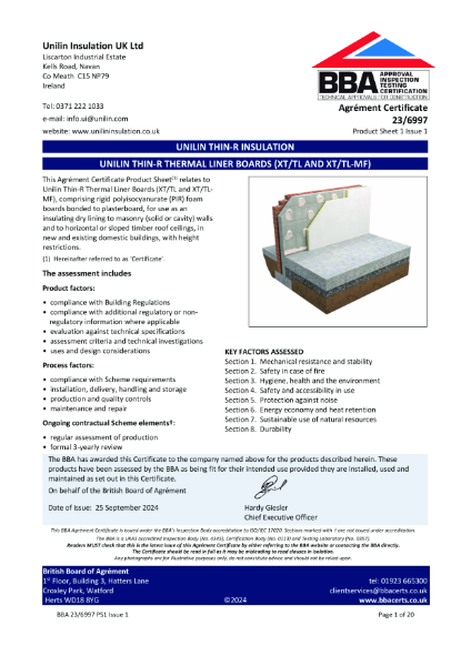 British Board of Agrément (BBA) - certficate