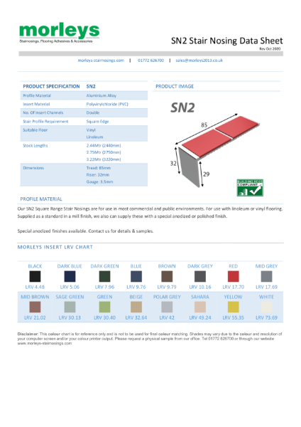 SN2 90° Square Double Channel Stair Nosing / Stair Edging for Vinyl