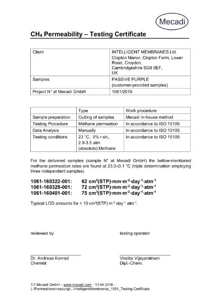 Passive Purple Methane Certificate