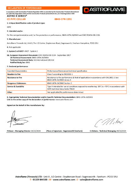 Astro X Series CE Pipe Collar UKCA (DoP)