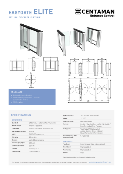 EasyGate Elite - Technical specification