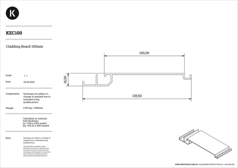 KEC100LW Cladding Board 100 mm