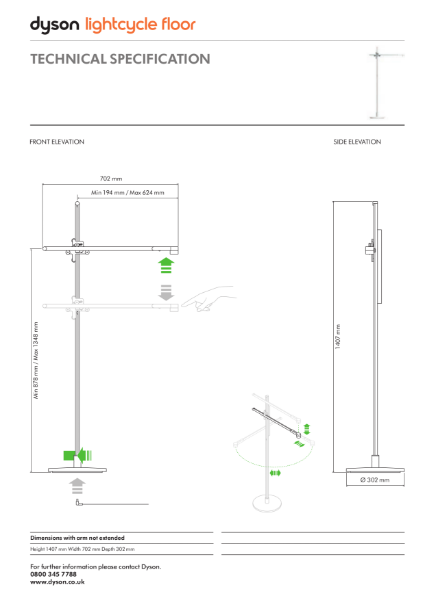 Dyson Lightcycle Floor - Technical Specification