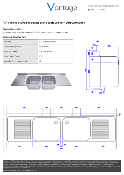 Product Data Sheet - DB/DD2400x650