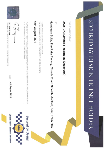 Secured By Design Certificate 2020-2021