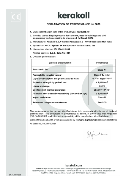DoP (CE) Geolite 40 - EN.IT.0039.006