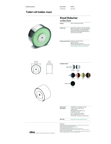 Toilet roll holder maxi (data sheet)