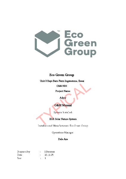 Example - Typical O&M Manual - Eco Green