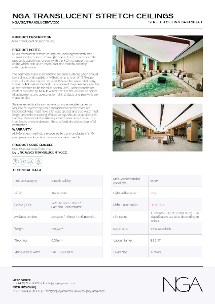 NGA TRANSLUCENT STRETCH CEILINGS