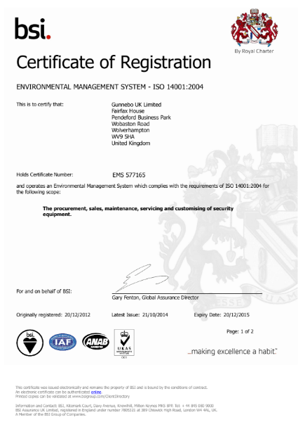 ISO 14001: 2004 Certificate