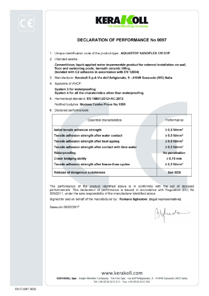 DoP (CE) - Aquastop Nanoflex - EN.IT.0097.002