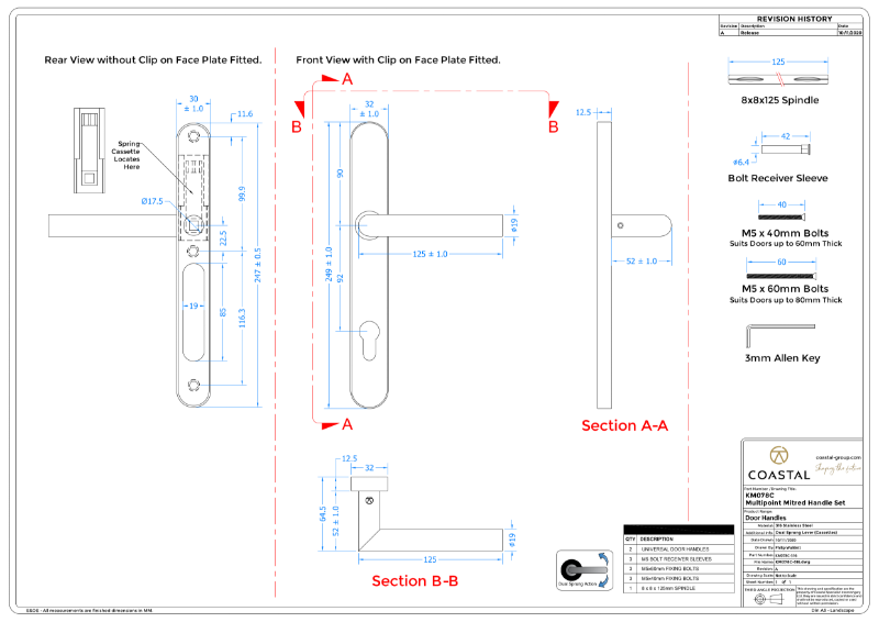 BLU™ - KM078B Mitre Lever Door Handle CAD