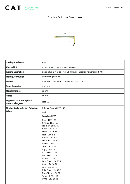 BN6 Polished Brass Technical Datasheet