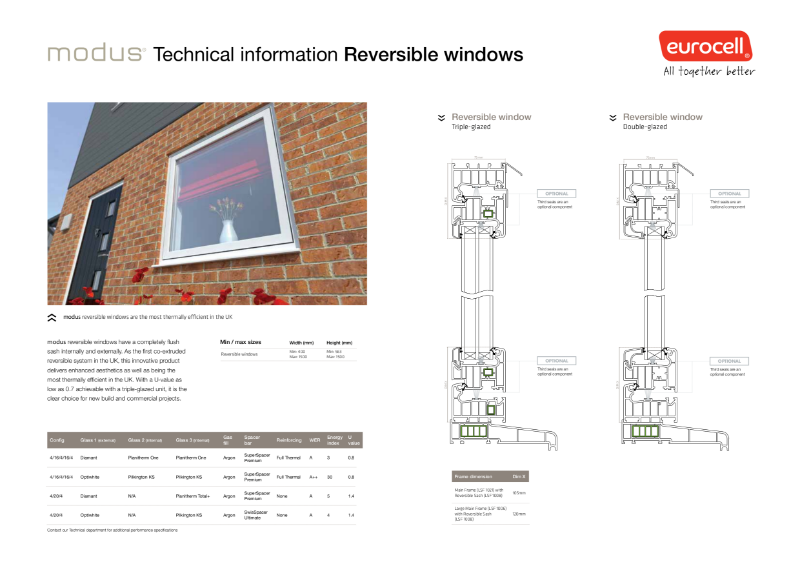 Modus Reversible Windows Technical Information