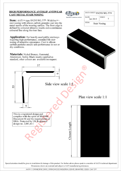 Stair Nosing Anti-slip type SN293/WL/57® Cast metal